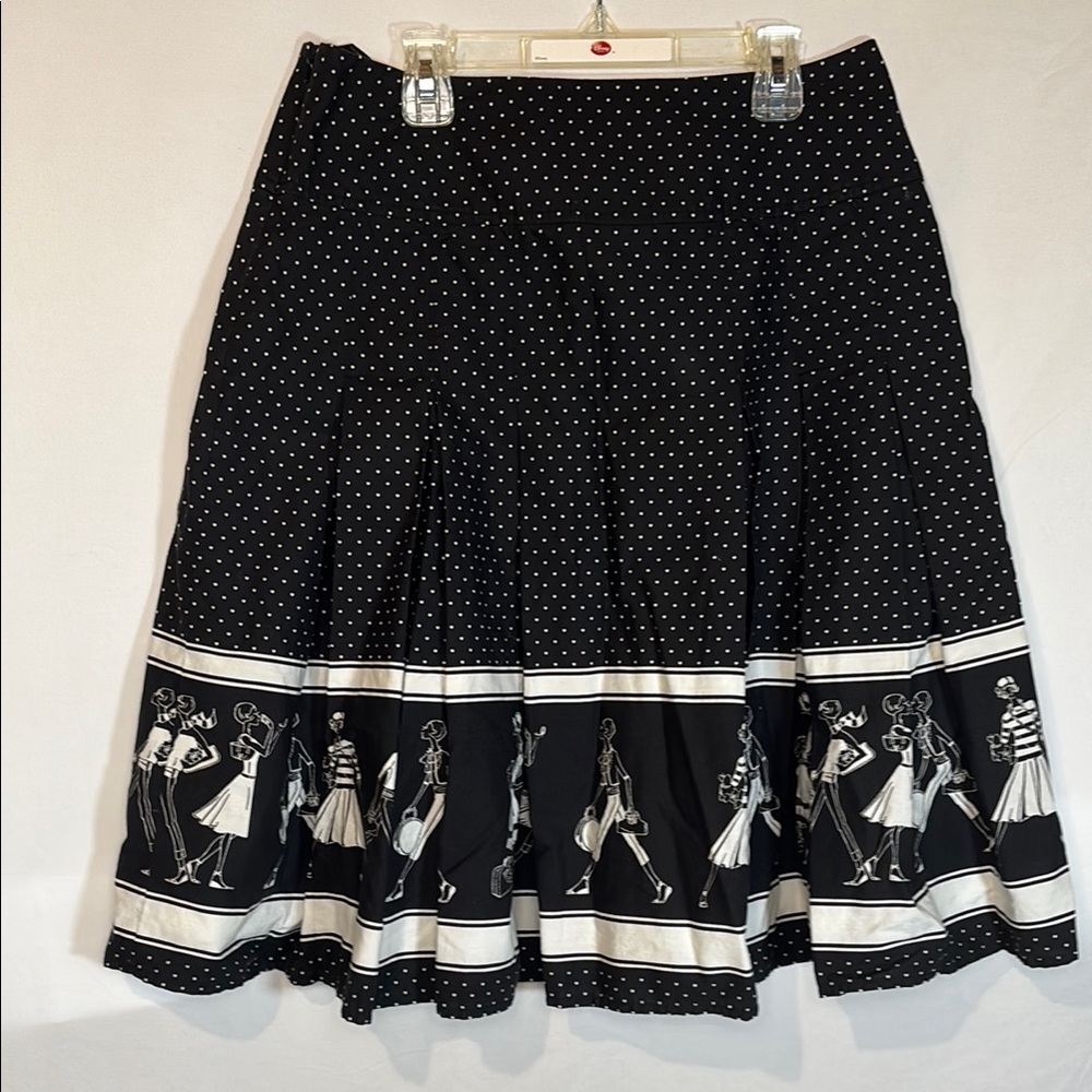Liz Claiborne Black and White Knee-Length A-Line Skirt